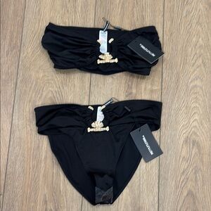 Black Bikini Set with Gold Accents